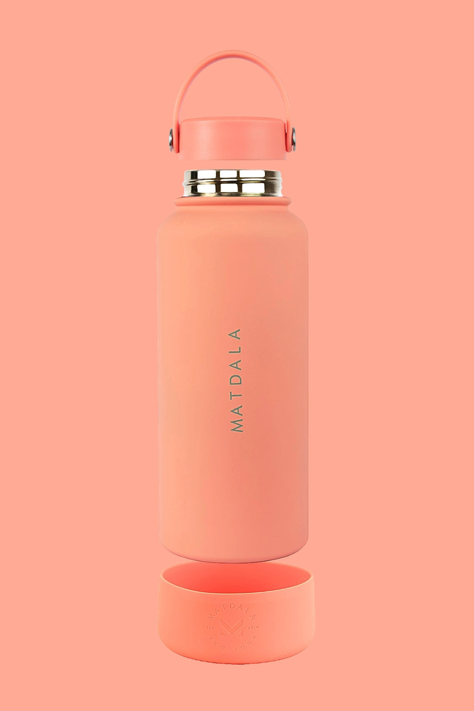 Botella Térmica + Base Silicona| Coral | 1000 ml