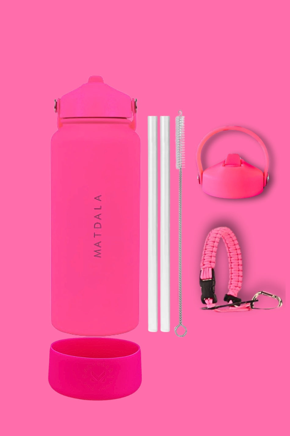 Botella Térmica Tapa Bombilla 1 Lt. | Rosa Neón